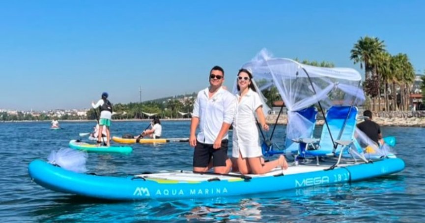 Spor ve aşk aynı karede buluştu: Kocaeli'de SUP düğünü! 