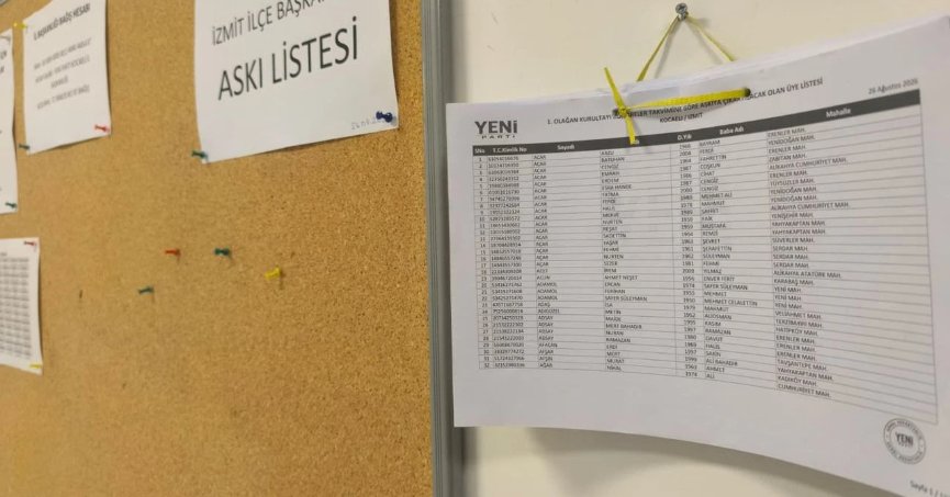 YENİ Parti’de üye listeleri askıya çıktı