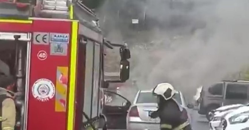 Kocaeli Şehir Hastanesi otoparkında korkutan yangın
