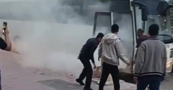 MHP Dilovası Teşkilatı üyelerini taşıyan otobüste yangın çıktı